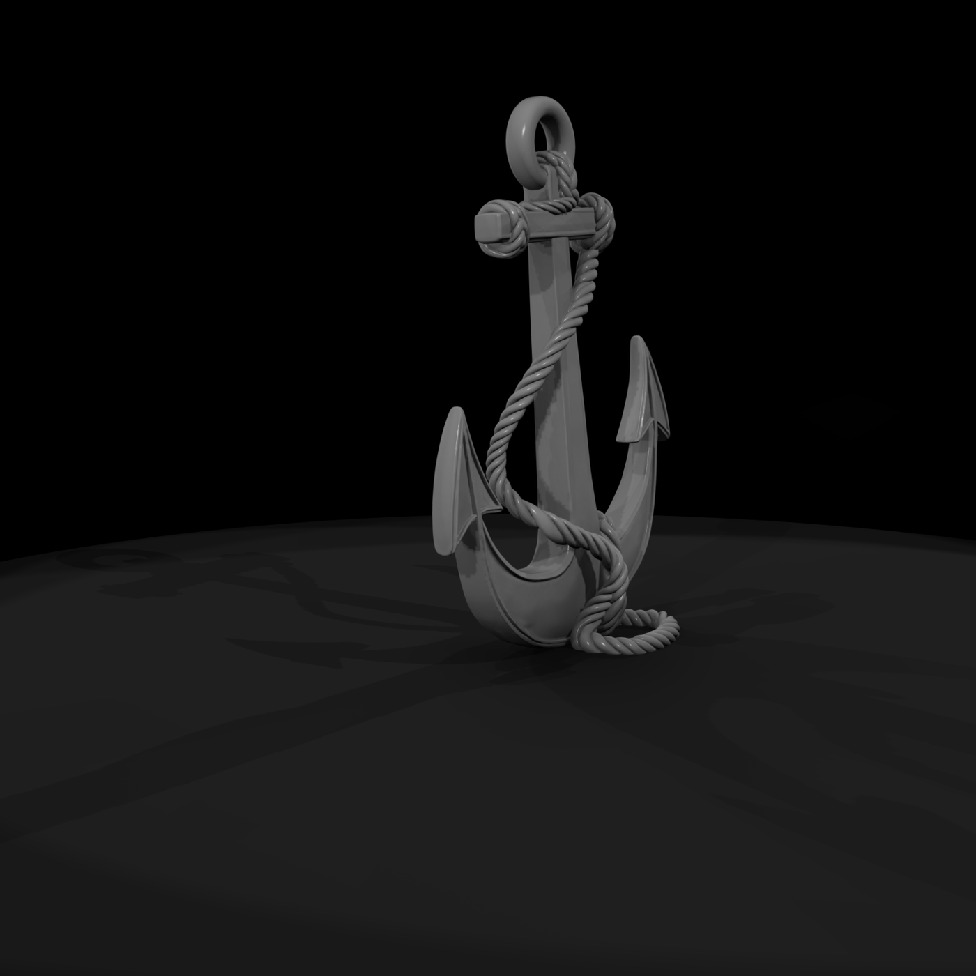 Stylized Nautical Anchor with Rope — & Display Prop