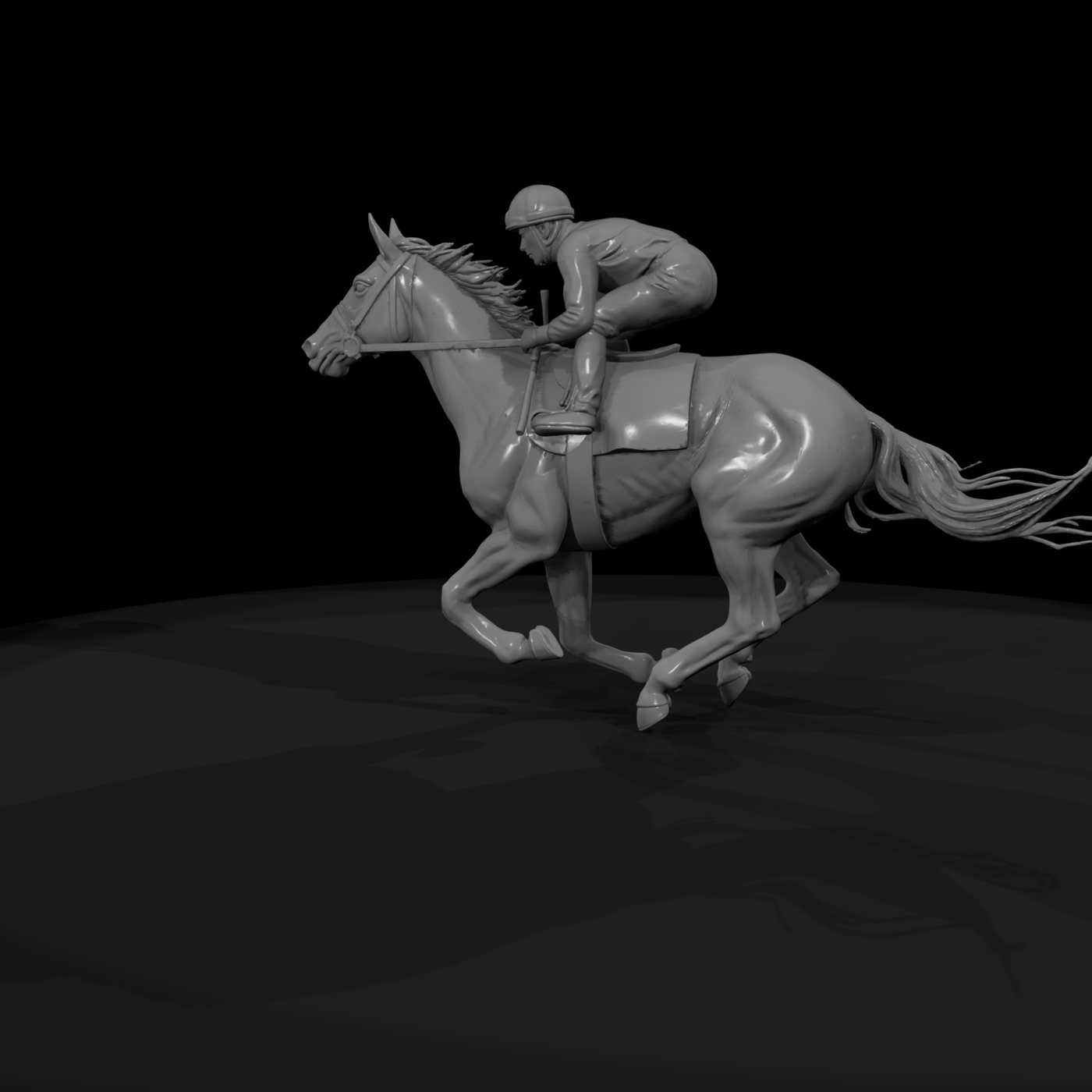 Galloping Racehorse with Jockey