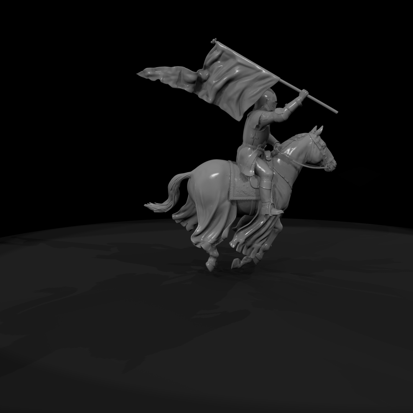 Knight on Galloping Horse — Mounted