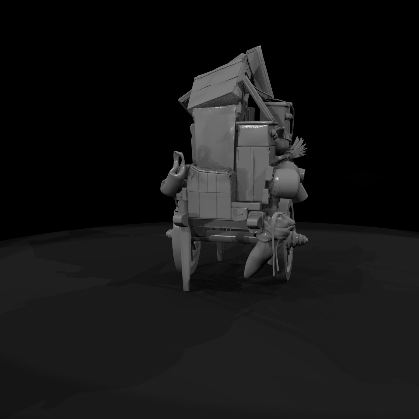 Stylized Medieval Merchant Push Cart