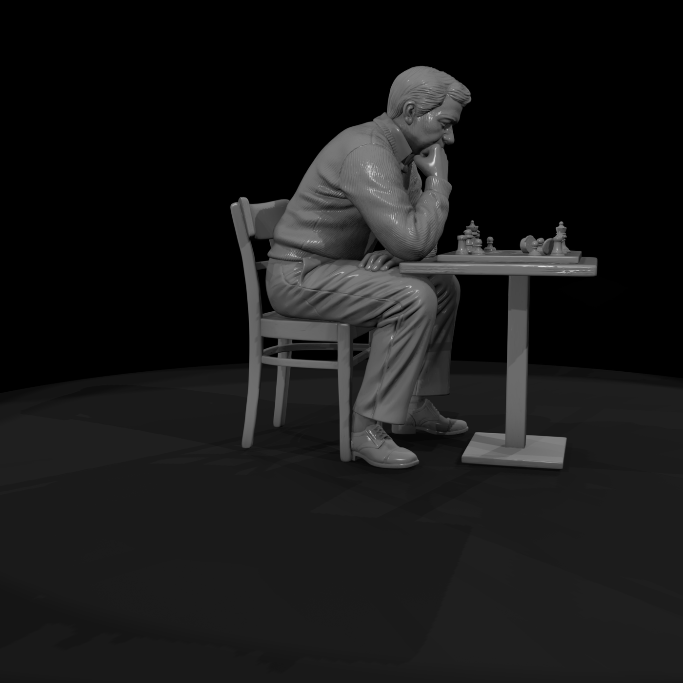 Seated Chess Player in Thought