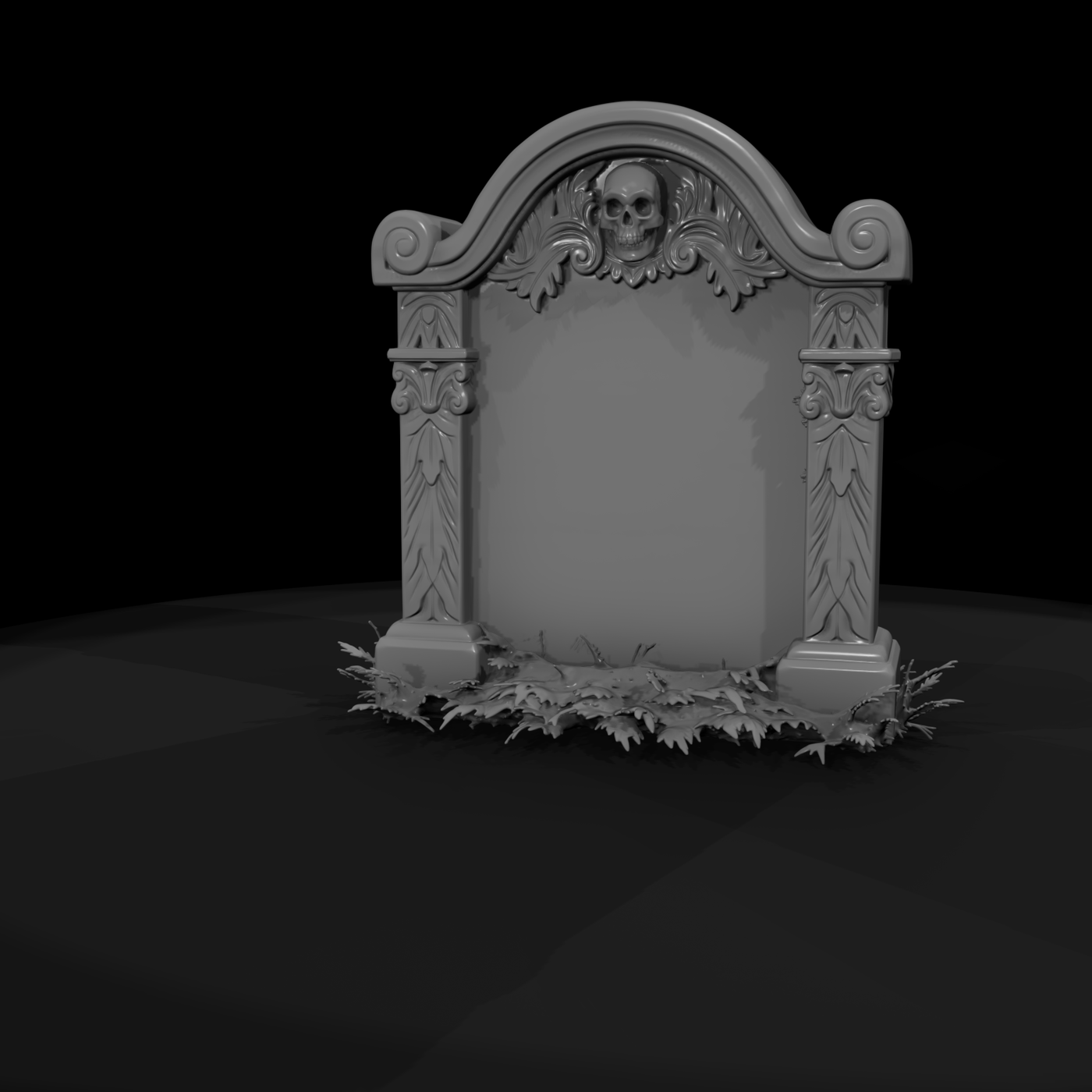 Ornate Skull Headstone Grave Marker