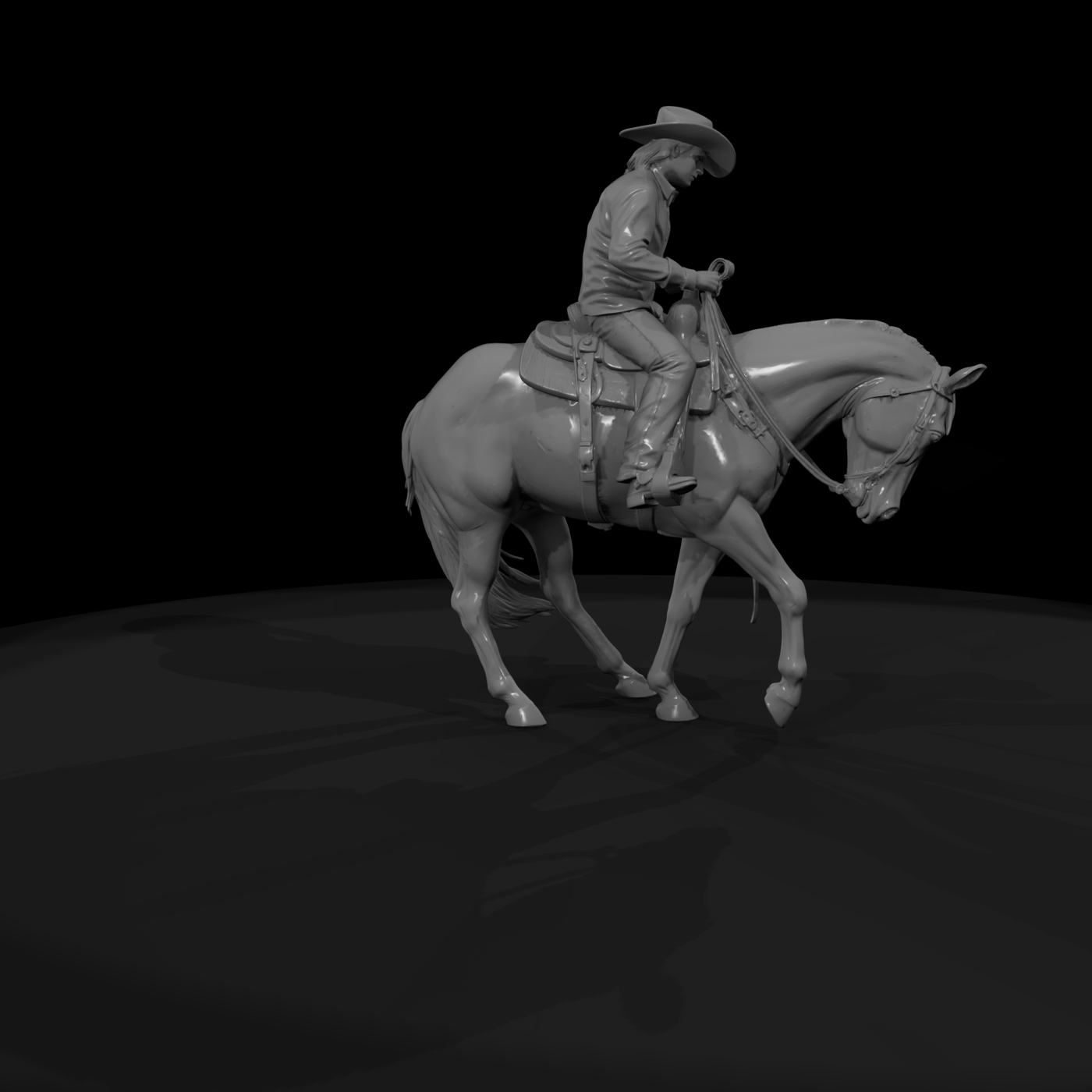 Cowboy on Horse — Mounted