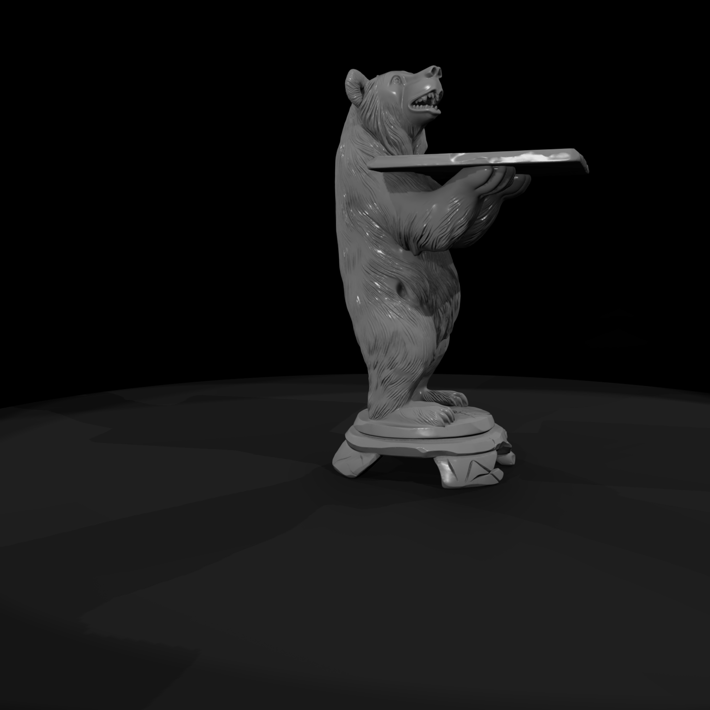 Stylized Carved Bear Accent Table — Serving Table