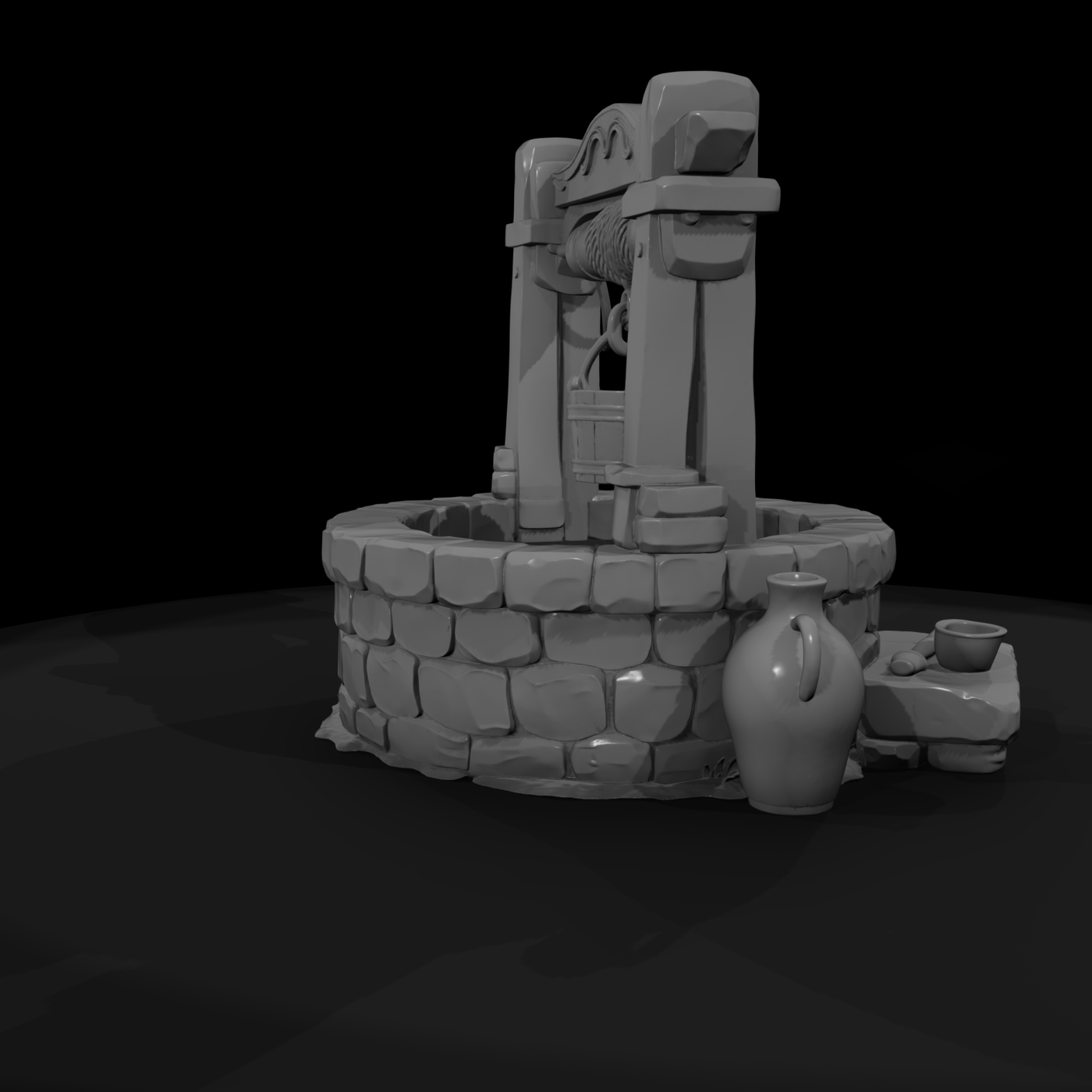 Stylized Medieval Water Well — Terrain