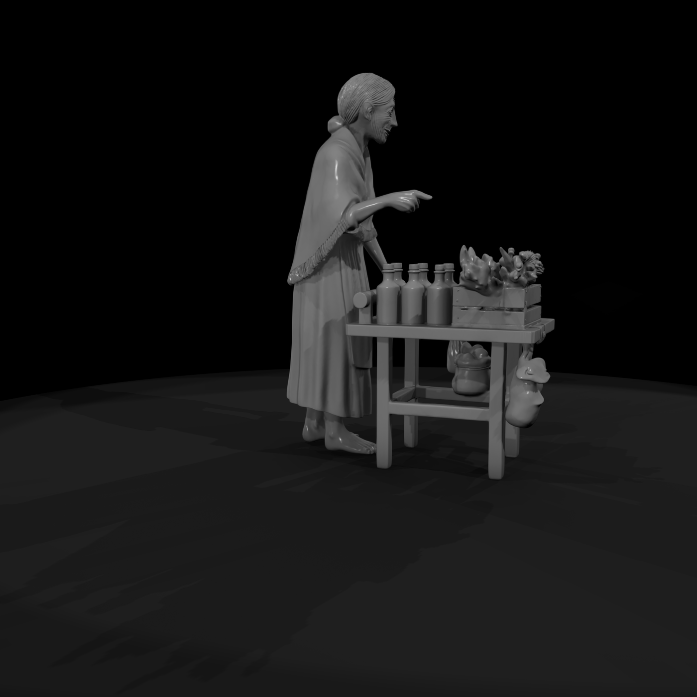 Medieval Market Vendor — Stylized
