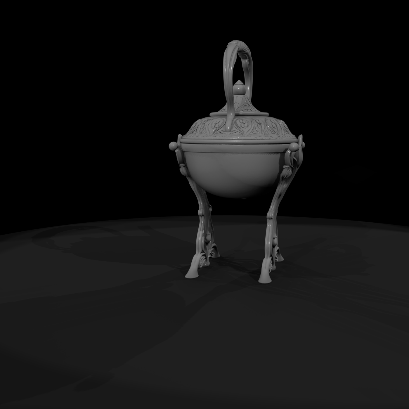 Art Nouveau Ornate Teapot on Tripod Stand