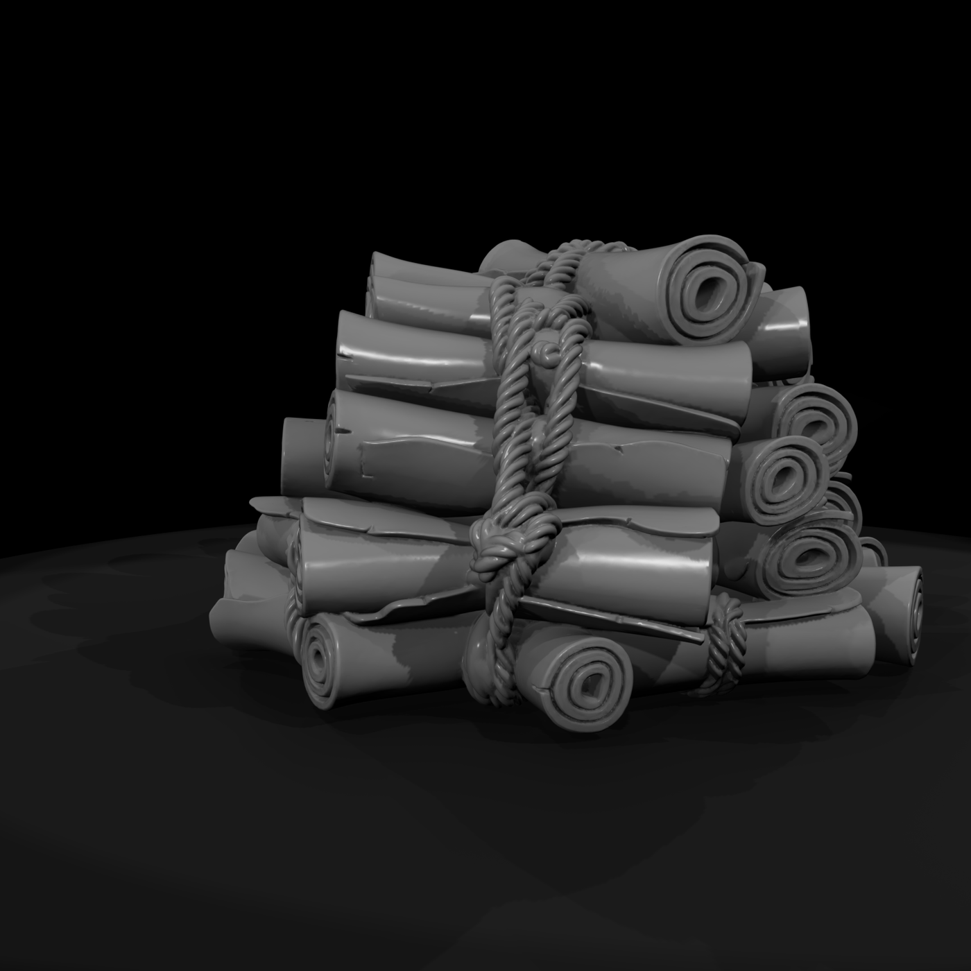 Bundle of Tied Manuscript Scrolls