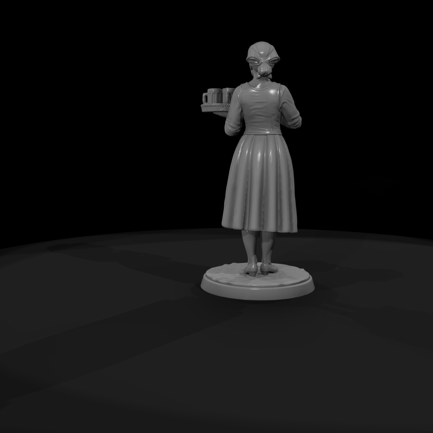 Tavern Barmaid with Beer Tray