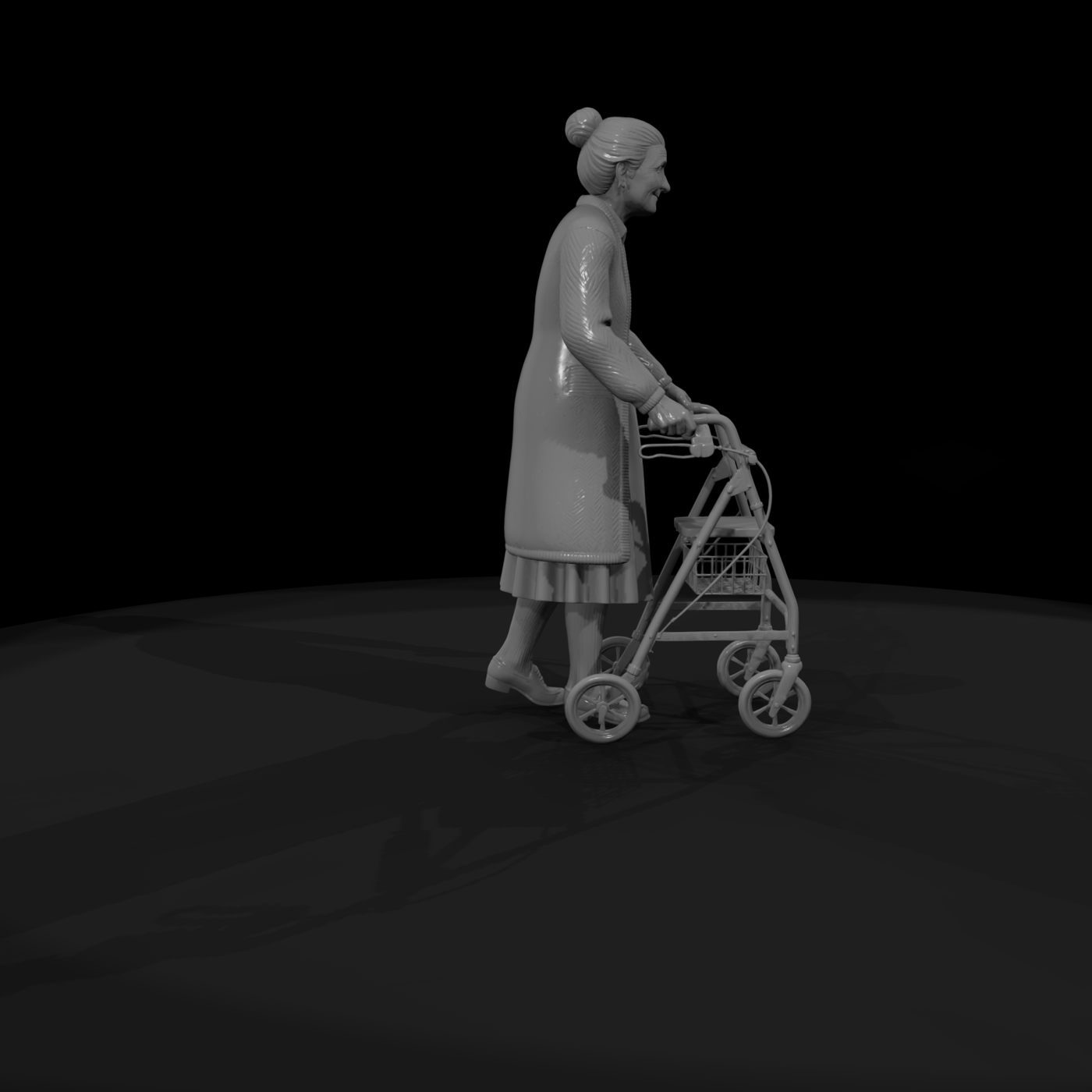 Elderly Woman with Wheeled Walker