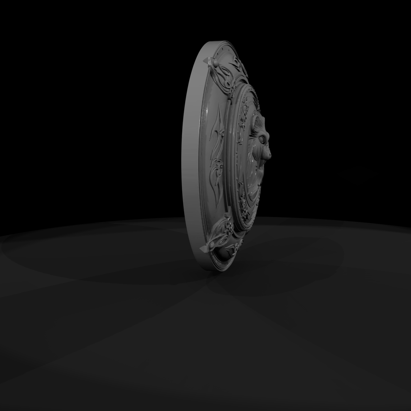 Stylized Lion-Head Round Shield