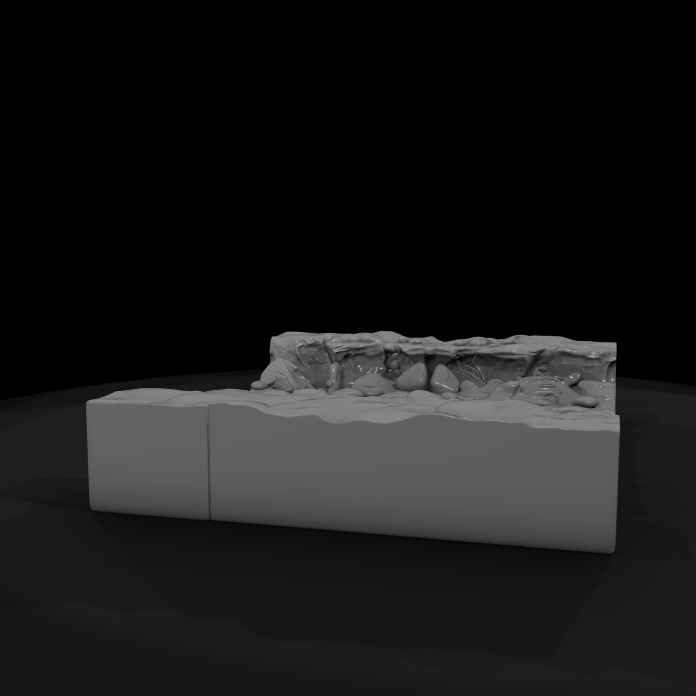 Sculpted Rocky Riverbed Terrain 3D Model Wuenvv08