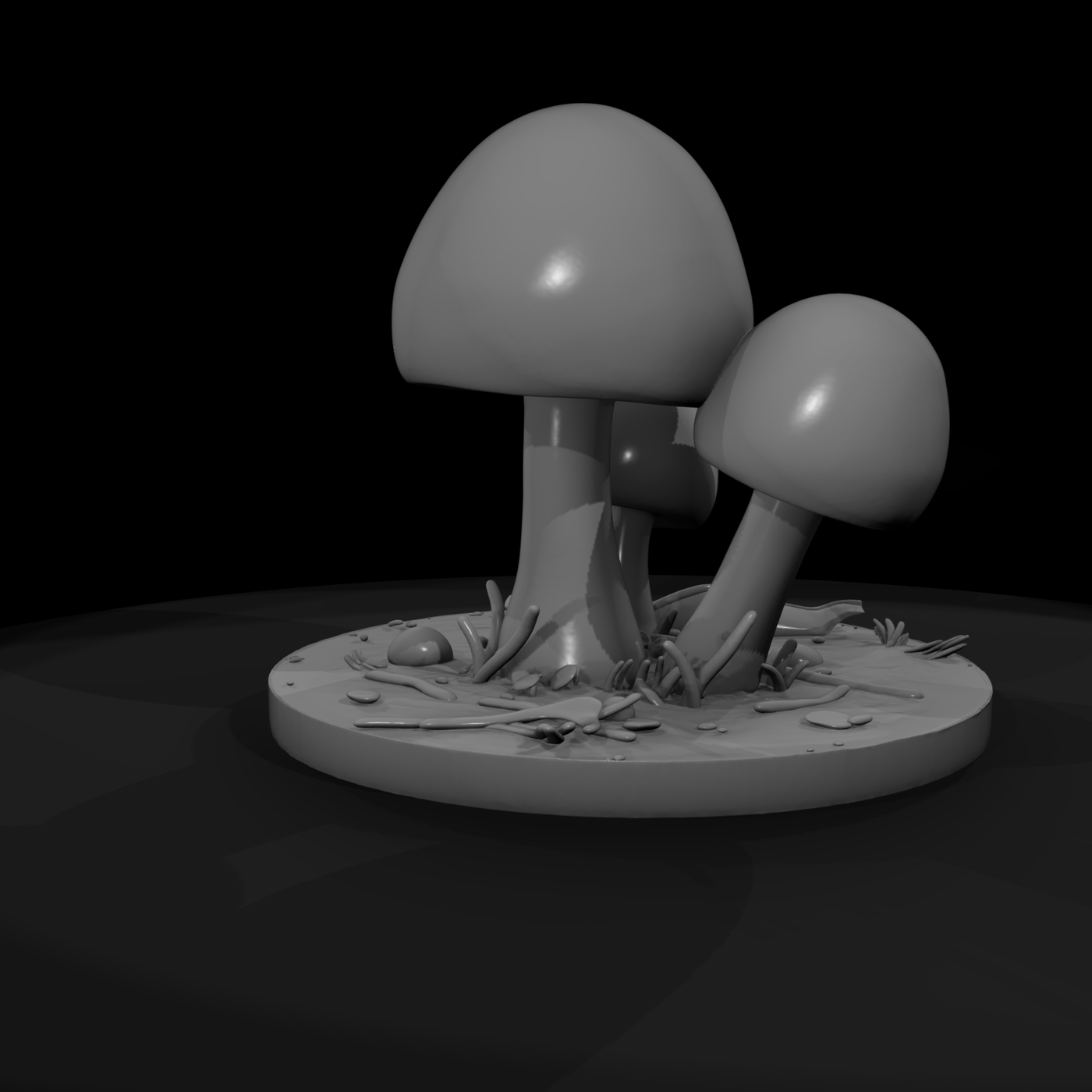 Stylized Forest Mushroom Cluster