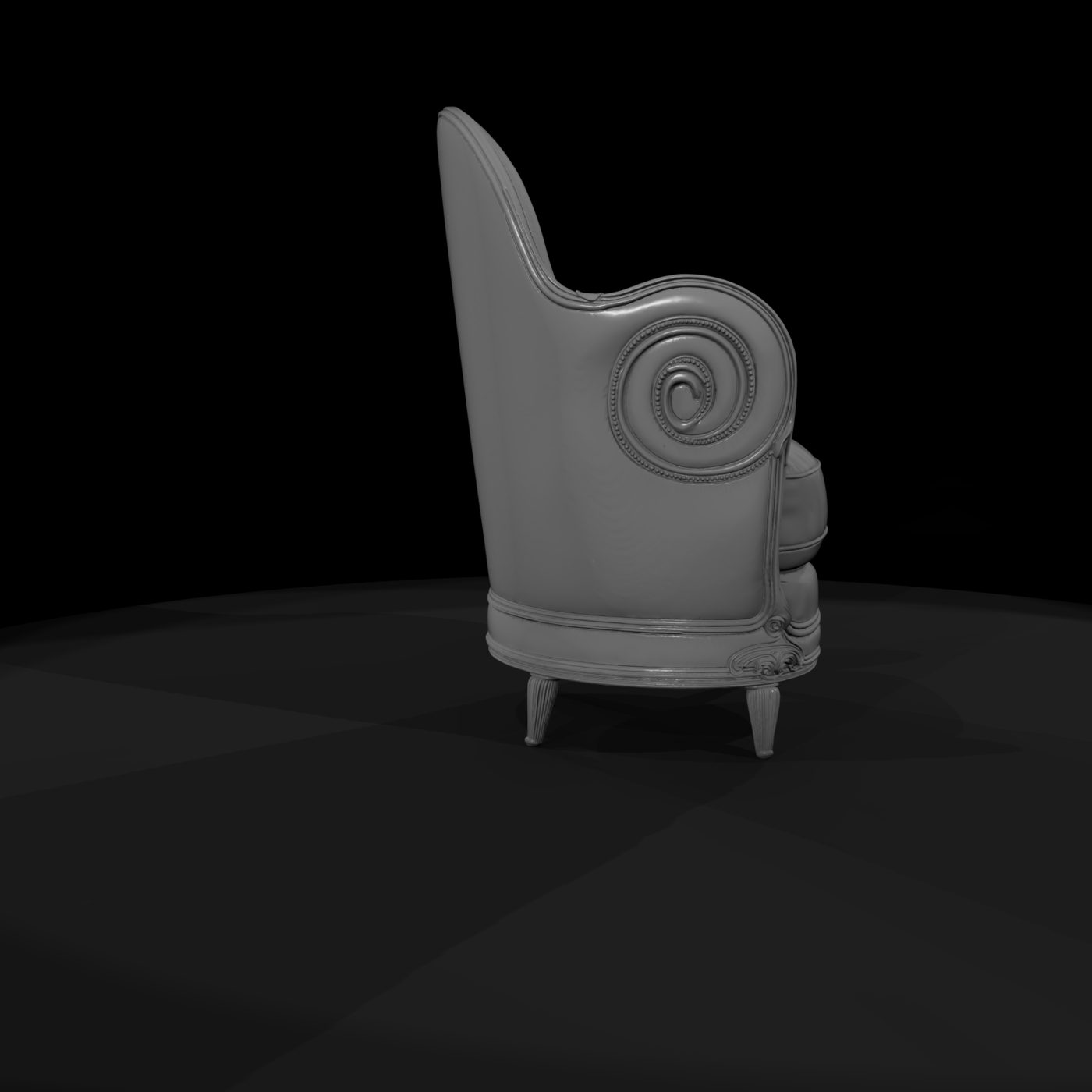 Neoclassical Carved Upholstered Armchair