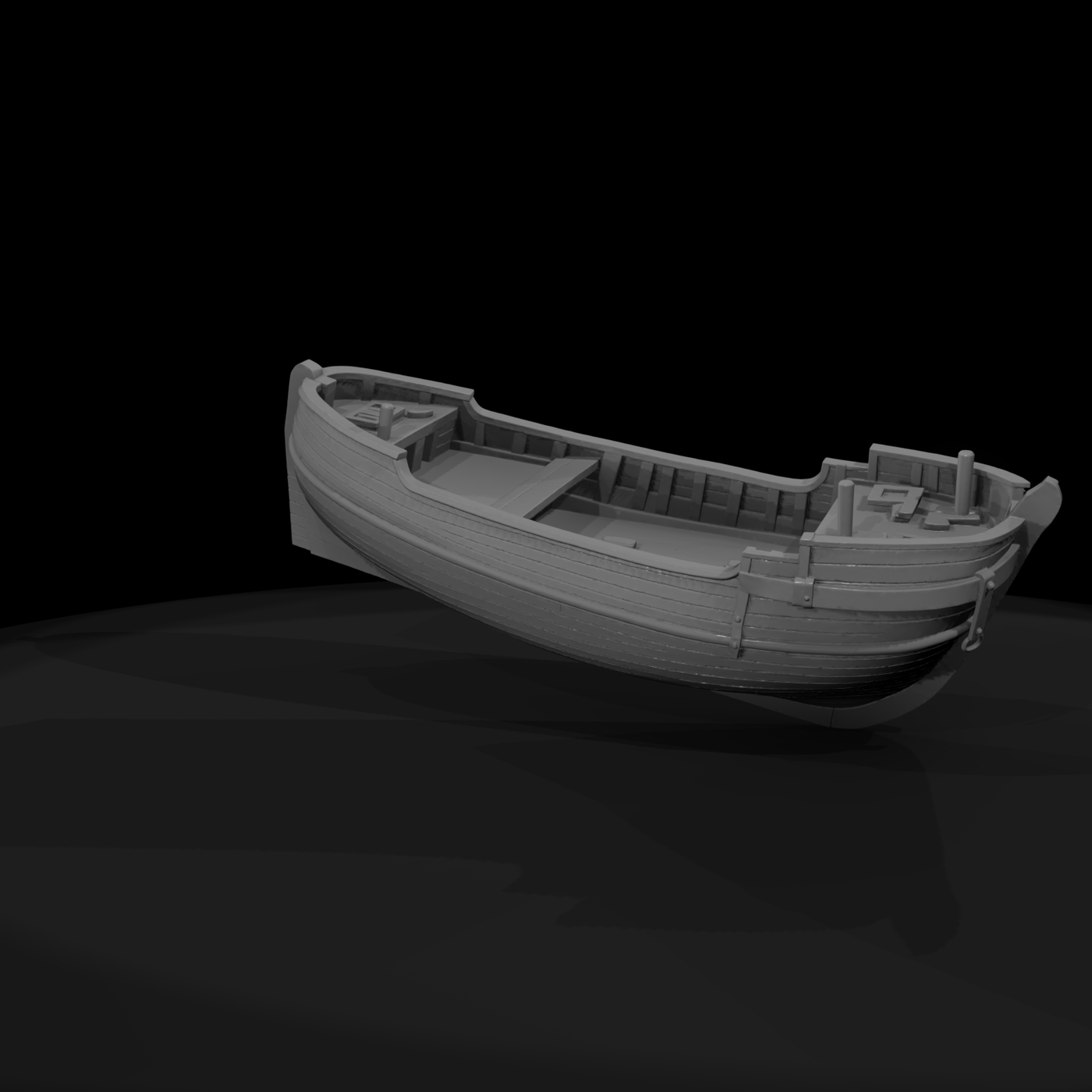 Weathered Wooden Rowboat