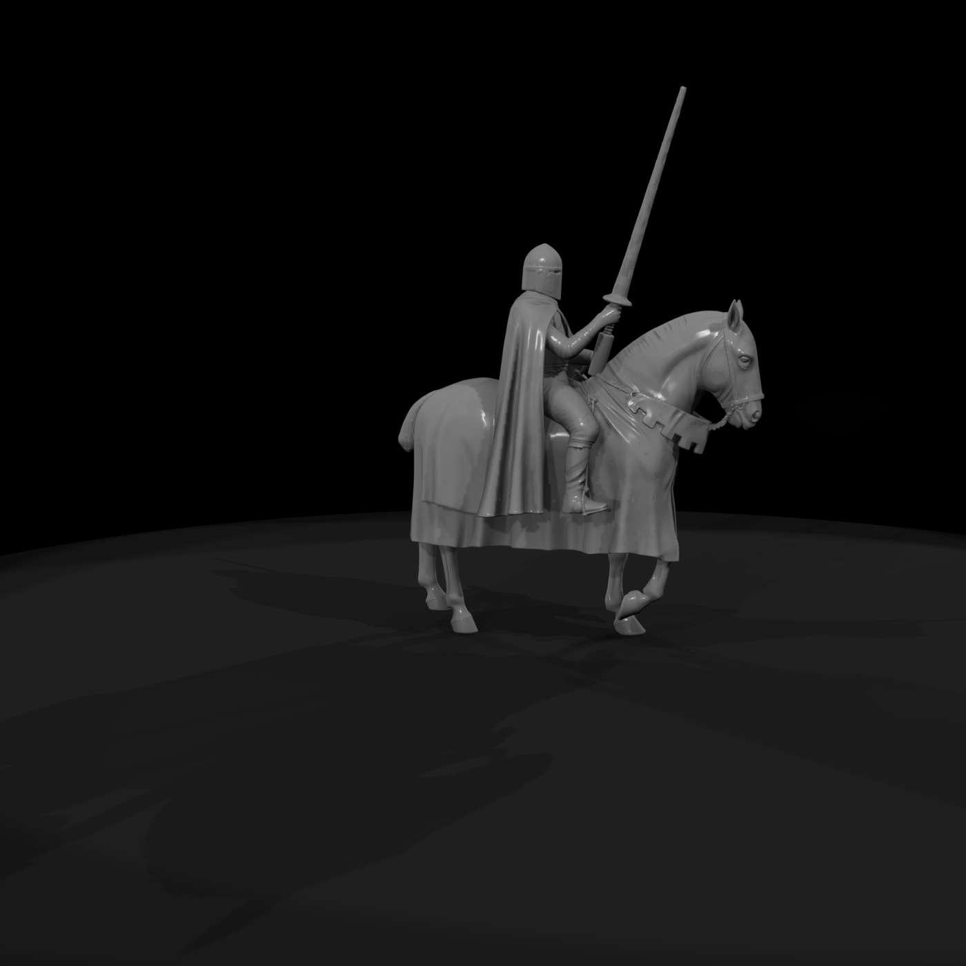 Medieval Mounted Knight on Horse