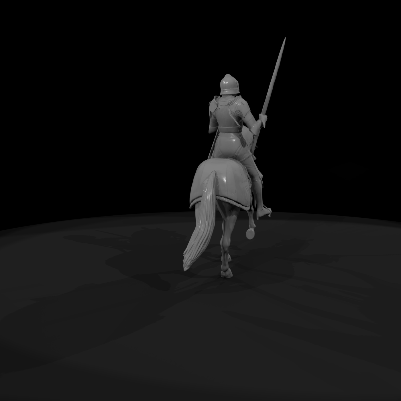 Armored Medieval Knight on Warhorse