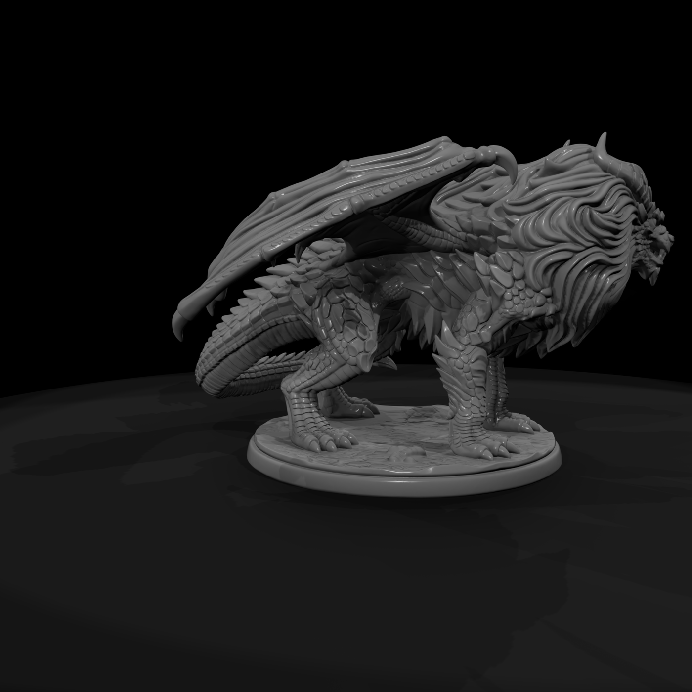 Detailed Winged Lion Dragon Manticore 3D Miniature