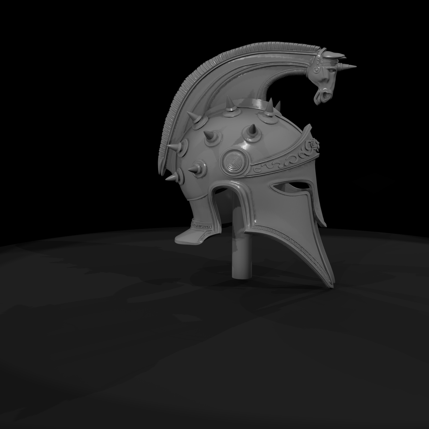 Stylized Hoplite Helmet with Horse Crest
