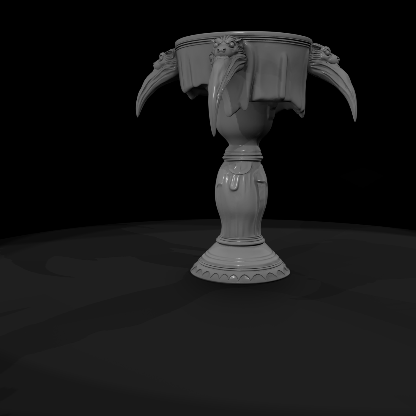 Gothic Gargoyle Pedestal Side Table