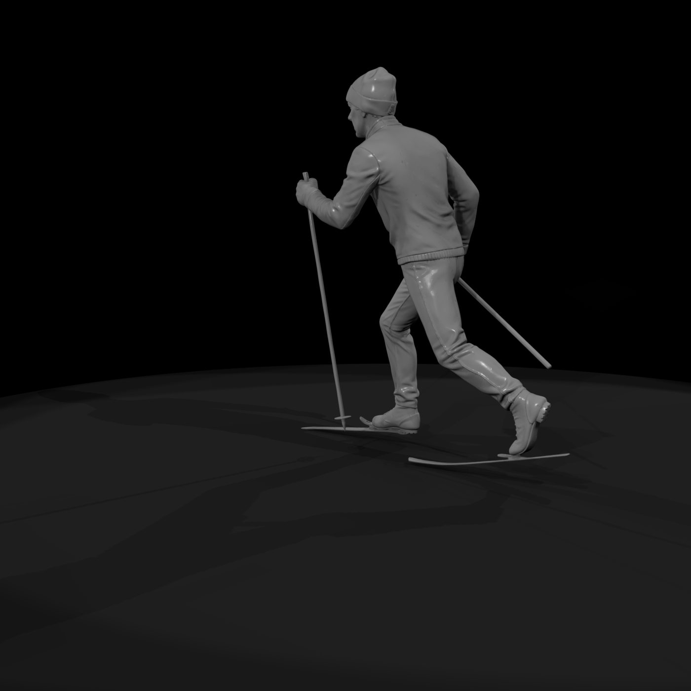 Cross-Country Skier with Poles