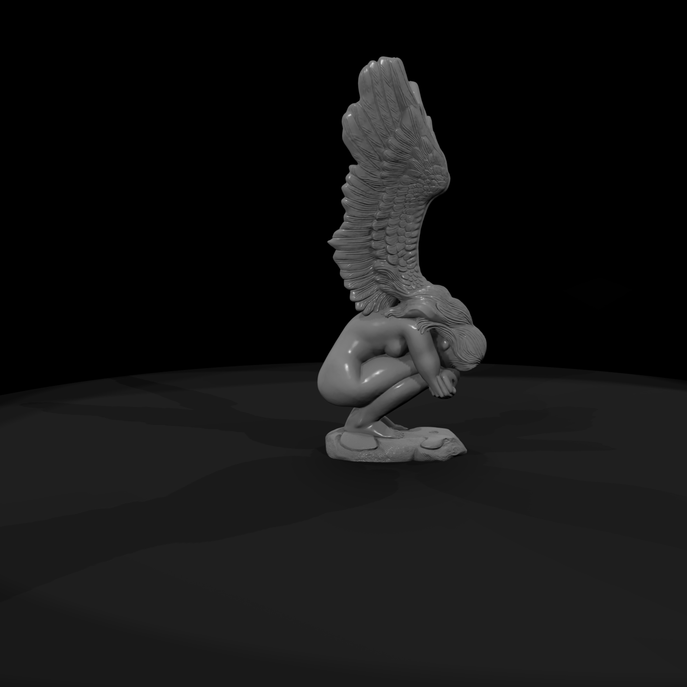 Crouching Winged Angel — Statue