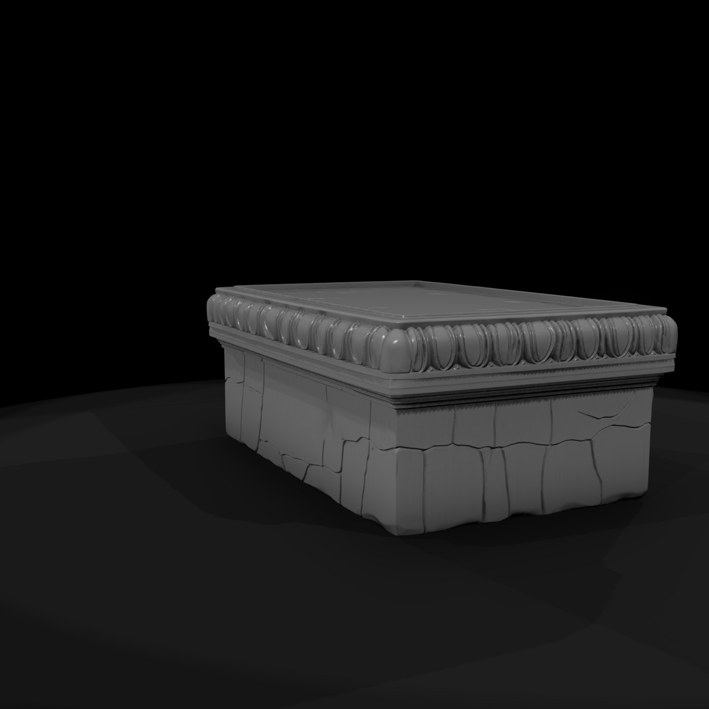 Weathered ancient sarcophagus lid