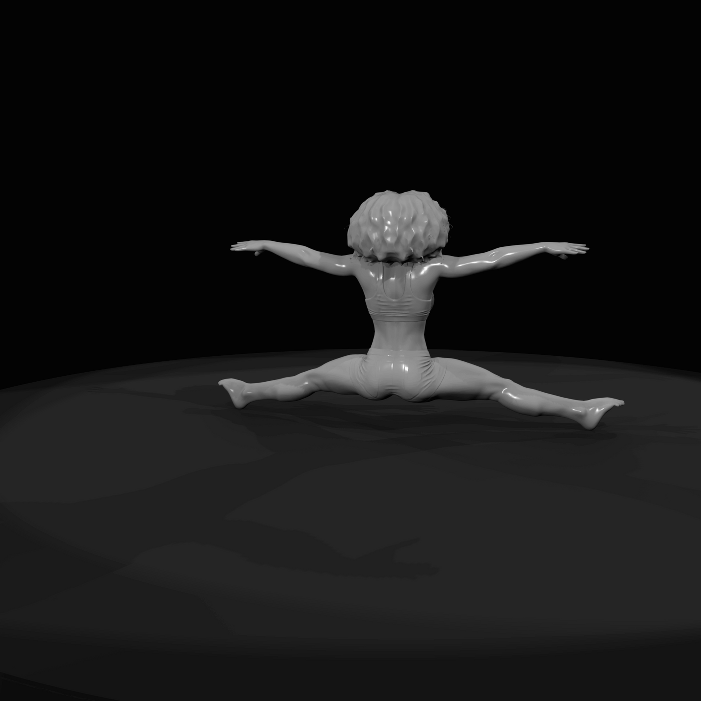 Pole Athlete in Aerial Split