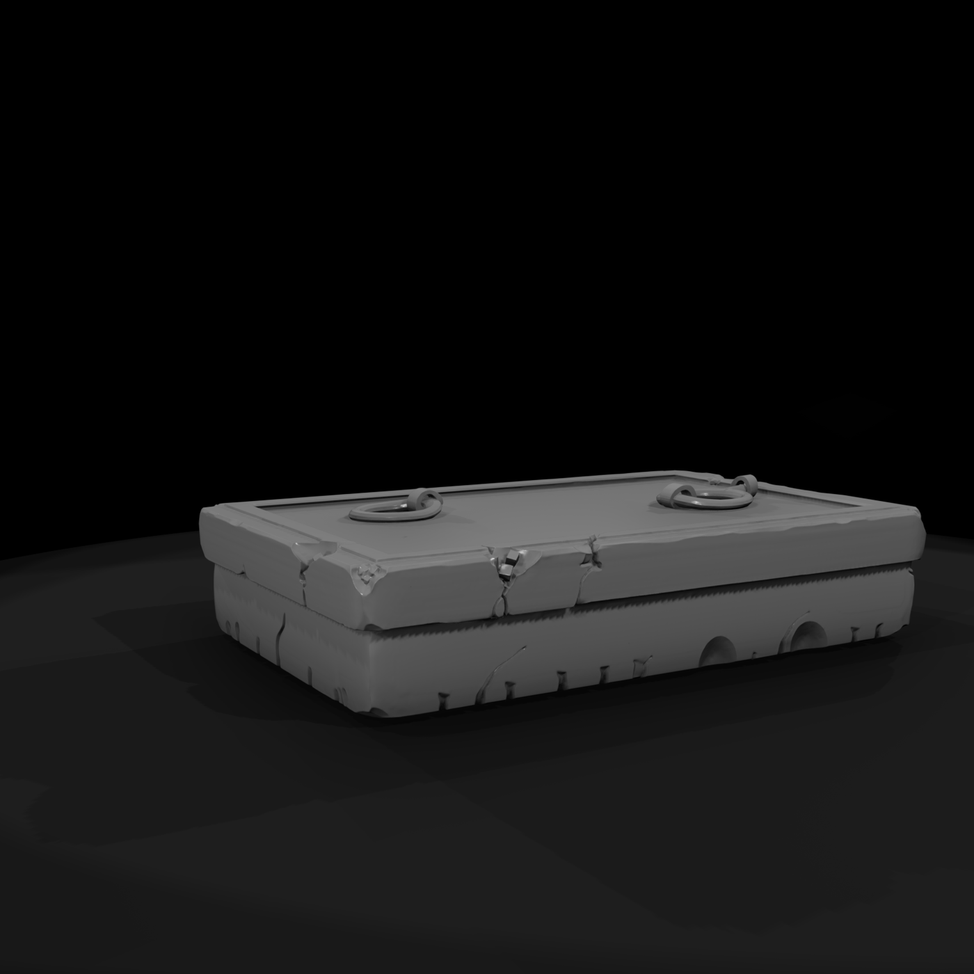 Weathered Stone Sarcophagus Lid