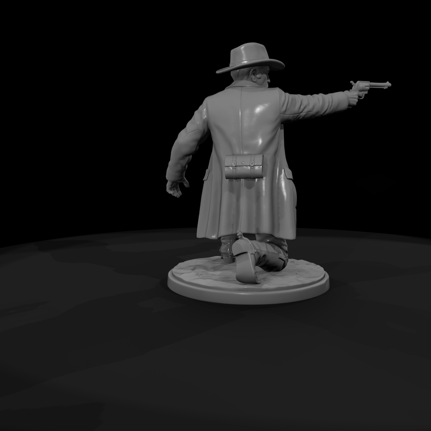Old West Lawman Kneeling with Revolver