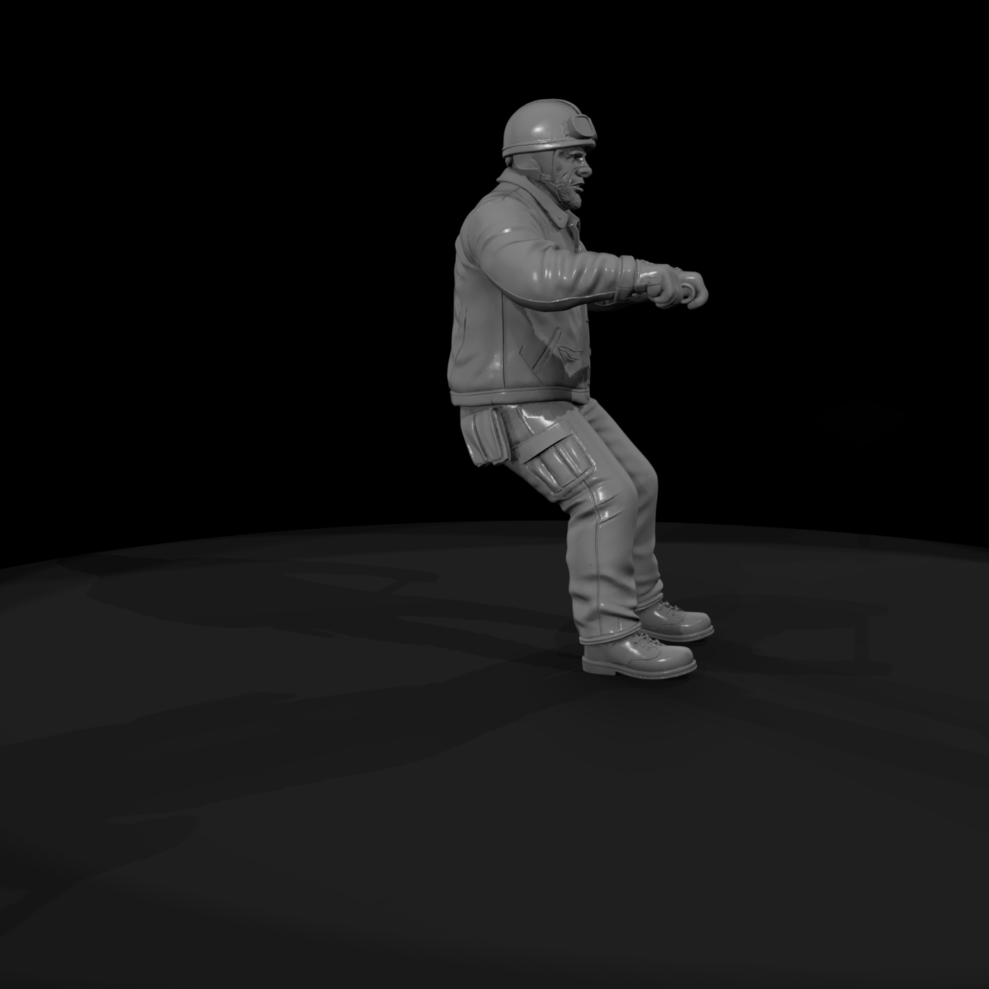 Seated Motorcycle Rider (Male) — Modern Helmeted Figure