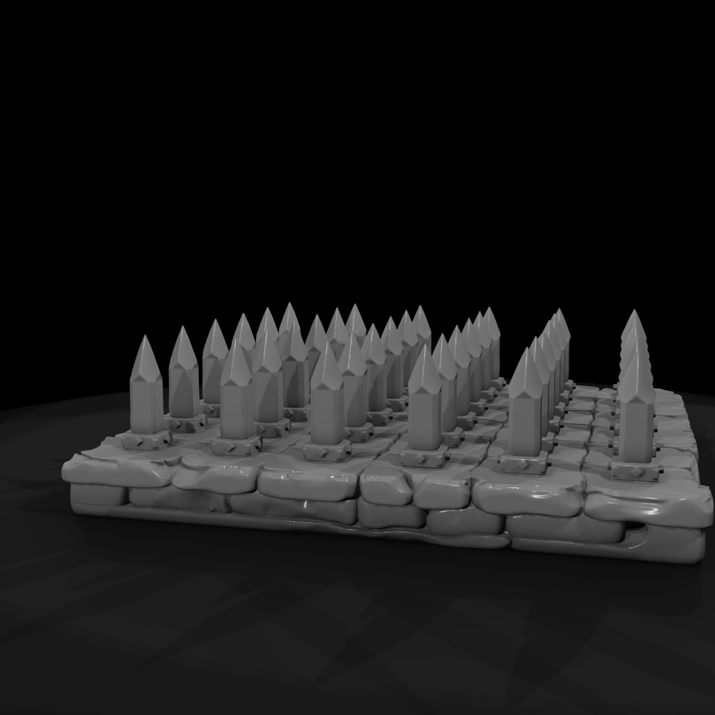 Stylized Fantasy Stone Spiked Trap 3D Model Uzytep