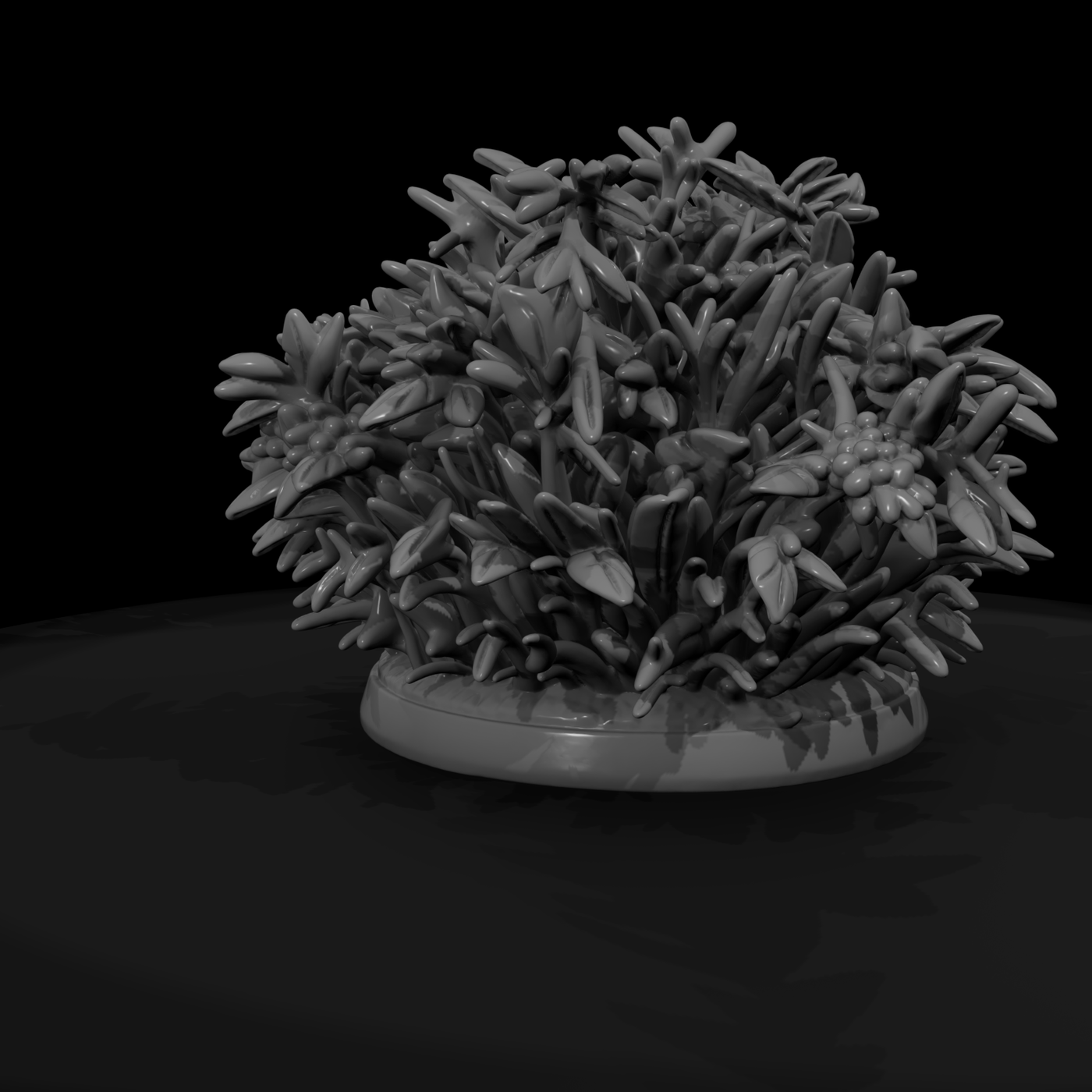 Stylized Sculpted Foliage Bush Miniature 3D Model