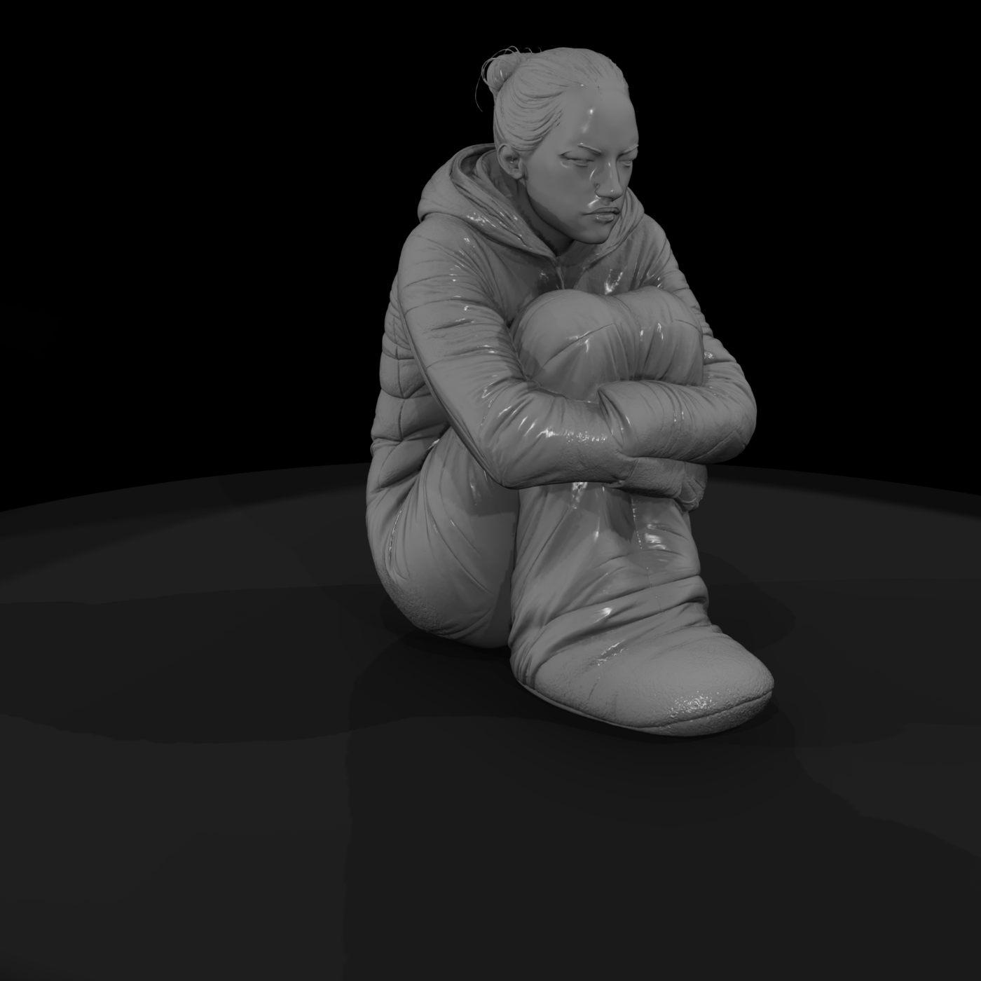 Camper in Sleeping Bag (Seated)