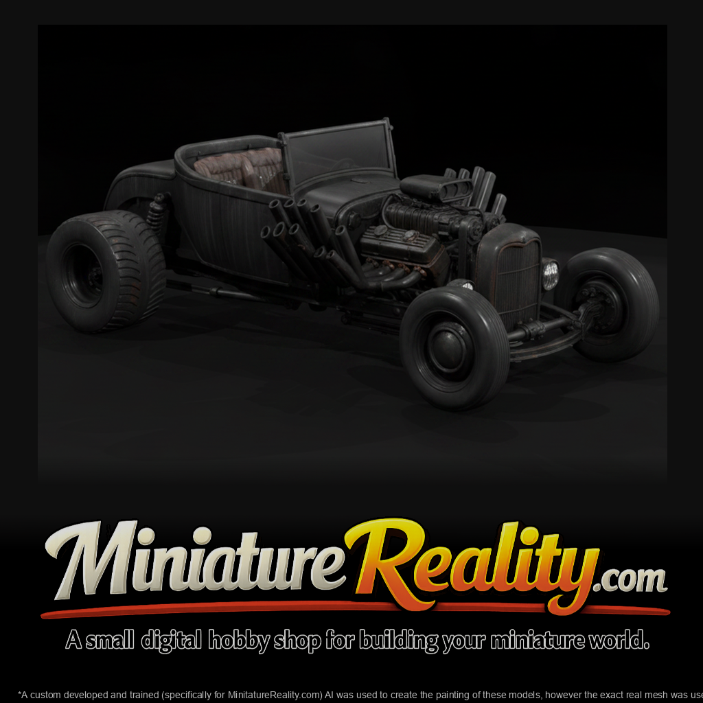 Hot Rod Rat Rod Reaper miniature, three-quarter view