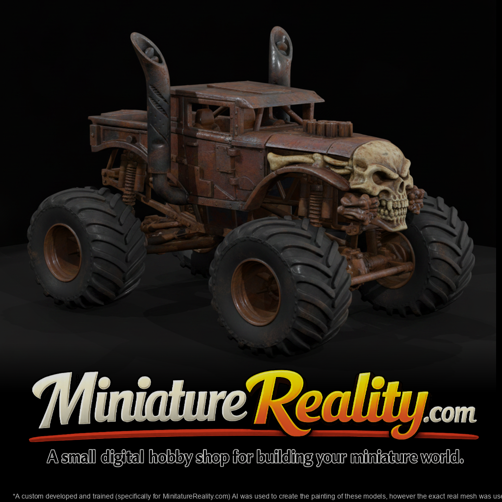 Monster Truck Bone Shaker Beast miniature, three-quarter view