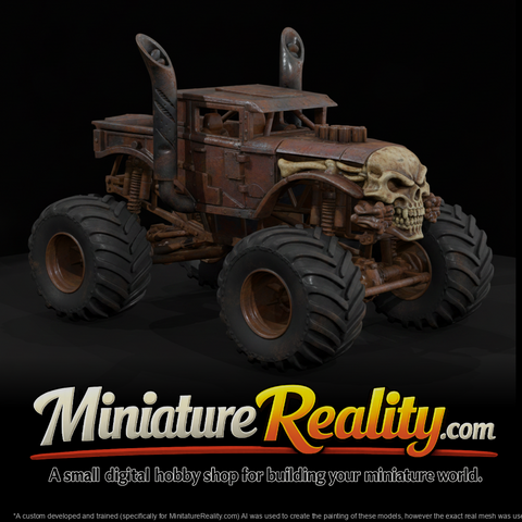 Monster Truck Bone Shaker Beast miniature, three-quarter view