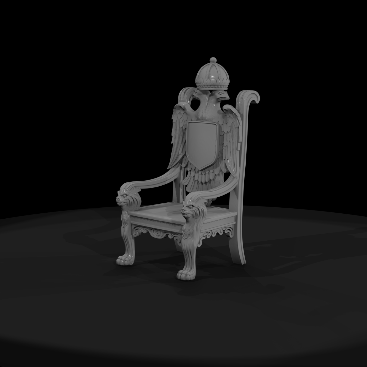 Carved Double-Headed Eagle Throne — Miniature Seat (HO/
