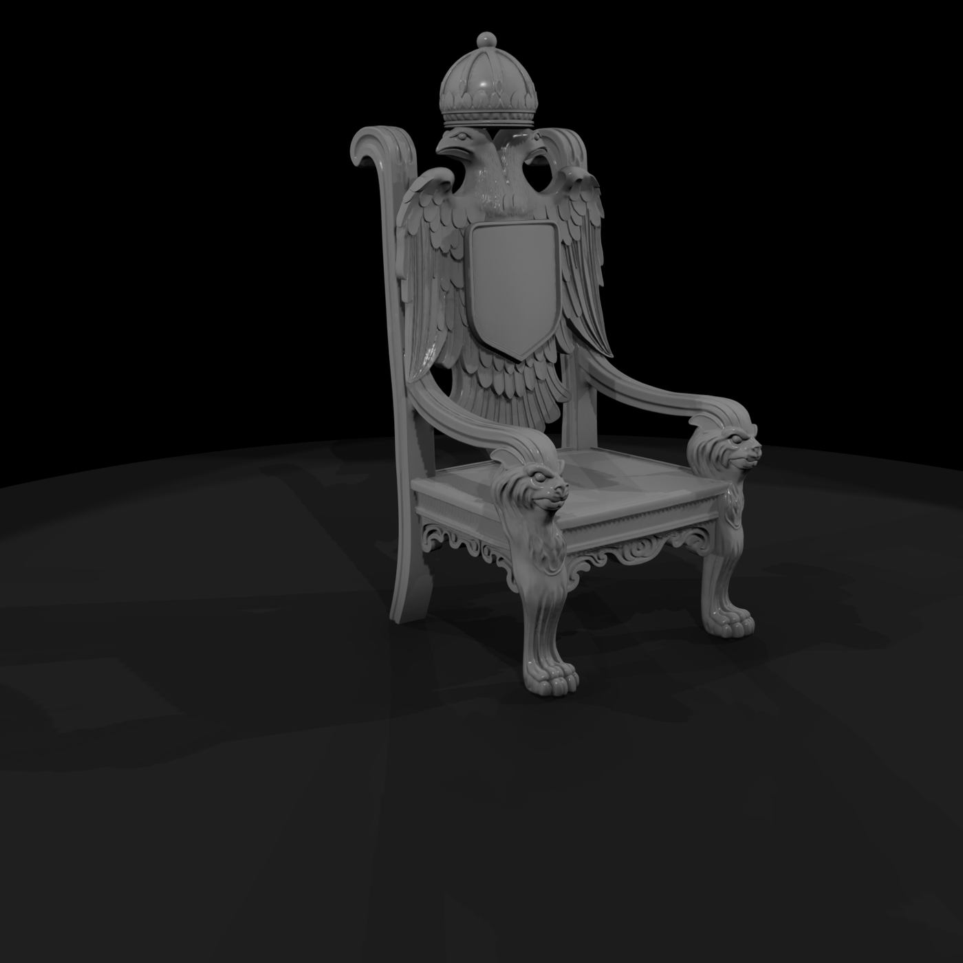 Carved Double-Headed Eagle Throne — Miniature Seat (HO/