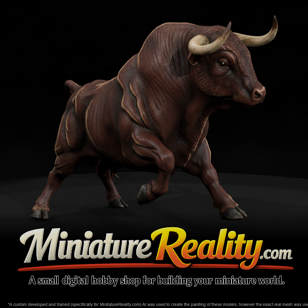 Charging Bull — & Railway ( Friendly) miniature, three-quarter view