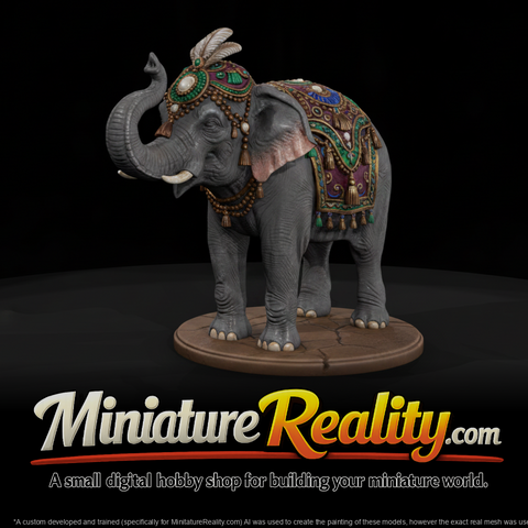 Animal Standing Elephant miniature, three-quarter view