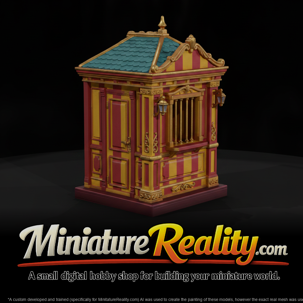 Stall Ticket Booth miniature, three-quarter view