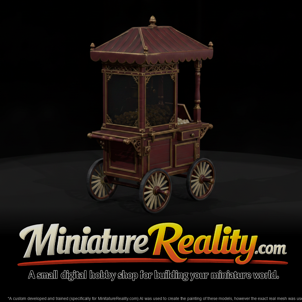 Stall Popcorn Cart miniature, three-quarter view