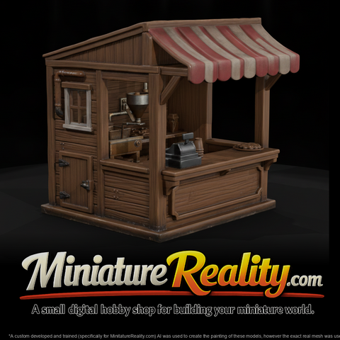 Stall Funnel Cake Stand miniature, three-quarter view