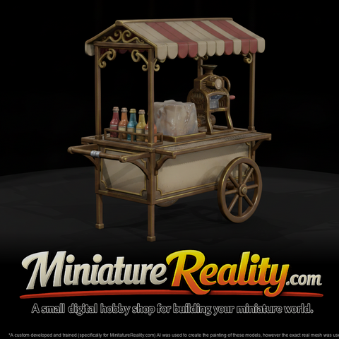 Stall Snow Cone Cart miniature, three-quarter view