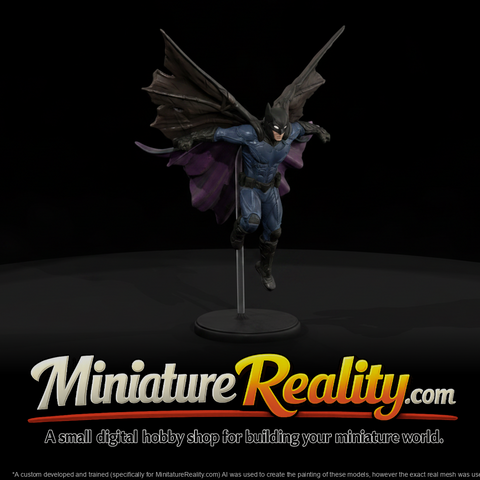 Duskwing Caped Vigilante Hero miniature, three-quarter view