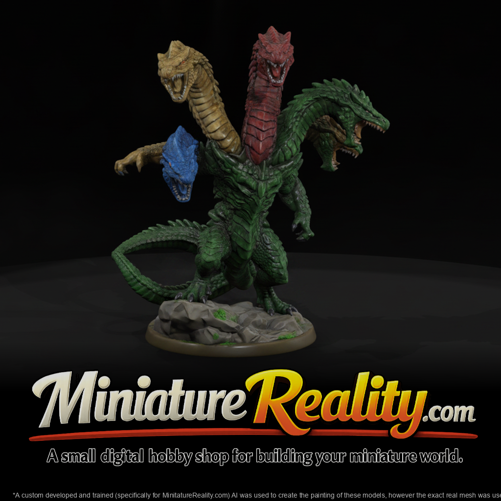 Comic Monster Hydra miniature, three-quarter view