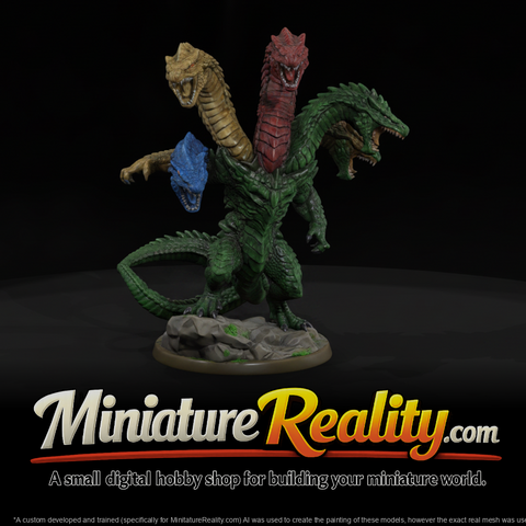Comic Monster Hydra miniature, three-quarter view