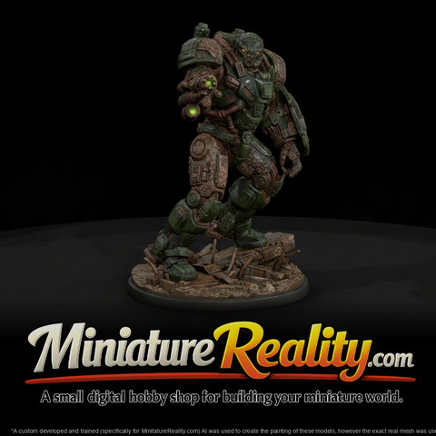 Comic Monster War Machine Bot miniature, three-quarter view