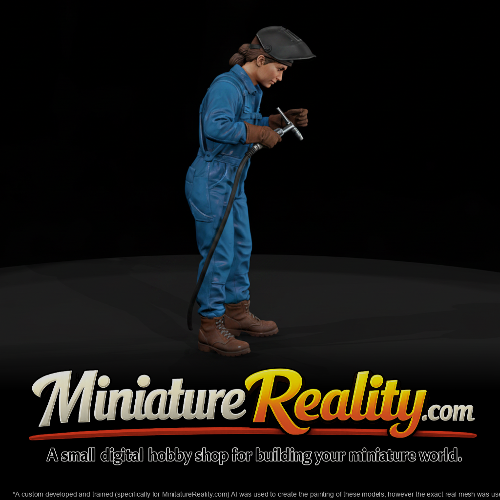 Welder with Torch and Mask miniature, three-quarter view
